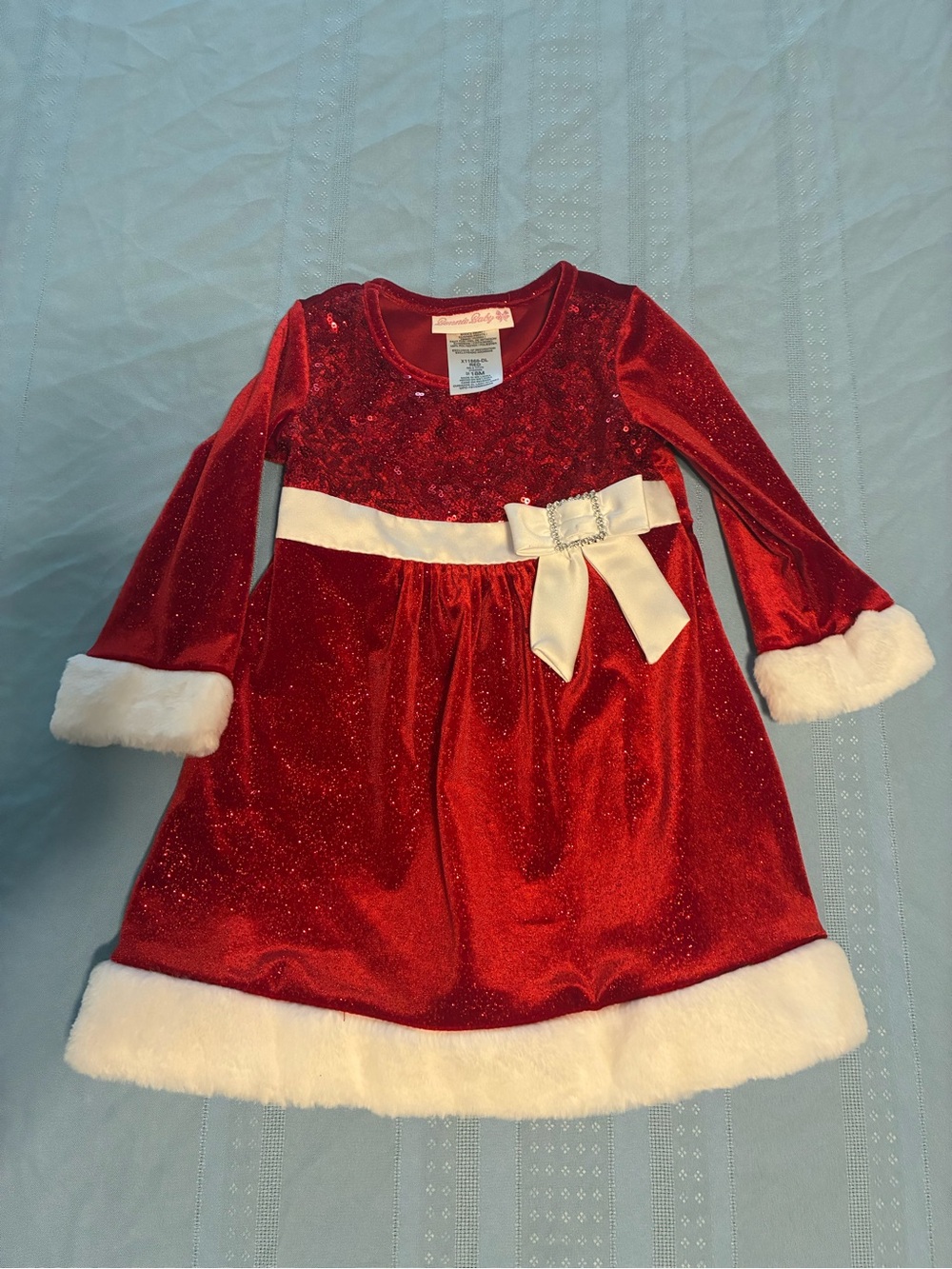 Girl’s 18M Santa Christmas Velvet Dress